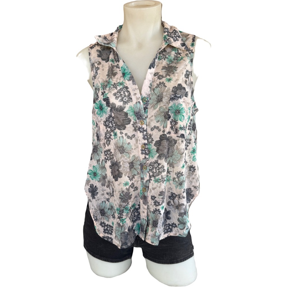 DNA Couture Floral Sleeveless Blouse L
